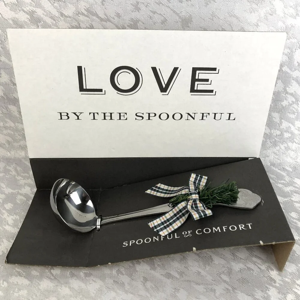Spoonful of Comfort Stainless Steel 9-Inch Serving Ladle w/ Plaid Ribbon Bow NWT